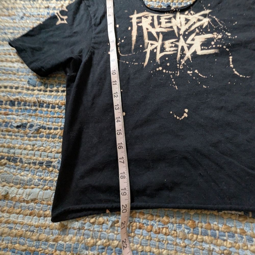 Friends Please Stay Alive Bleach Graphic Tee Black Thrashed Goth Punk DIY Emo - Picture 4 of 5